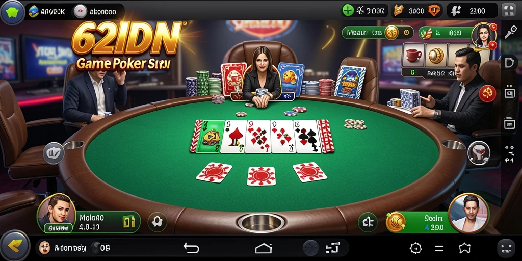 Screenshot gameplay Poker yang menegangkan di 62IDN.