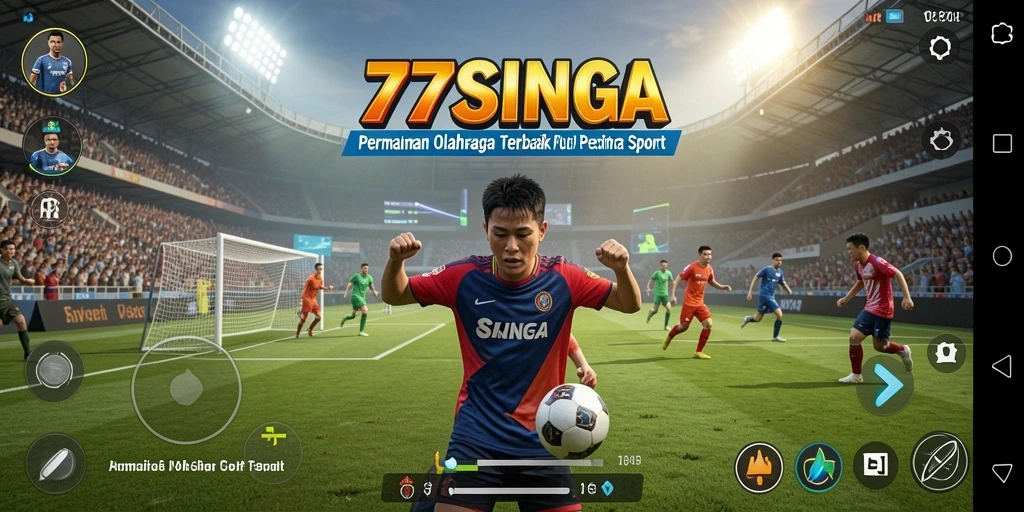 Screenshot utama 77SINGA menampilkan aksi gameplay olahraga yang mendebarkan.