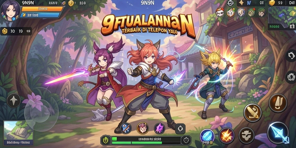 Gameplay seru <strong>9N9N</strong> dengan karakter anime menarik.
