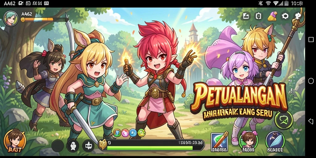 Tampilan menarik gameplay AA62 dengan karakter Anime yang unik.