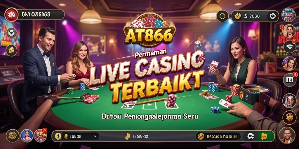 Screenshot gameplay Live Casino AT866 dengan dealer profesional dan grafis menawan.