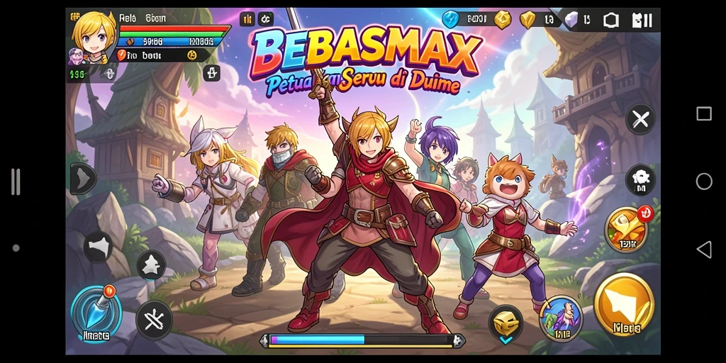 Tampilan gameplay seru di dunia Anime yang memukau.