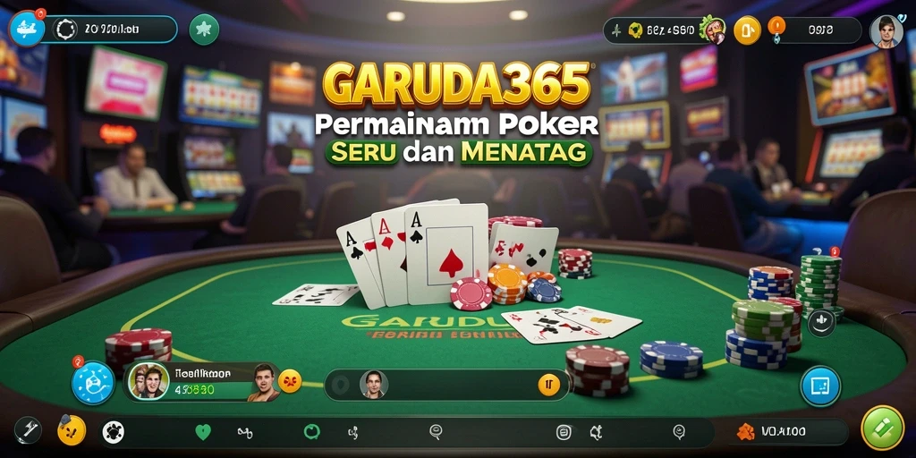 Tampilan gameplay GARUDA365 menunjukkan keseruan permainan poker.