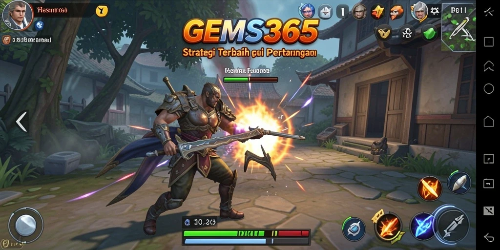 Tangkapan layar GEMS365 menampilkan pertarungan strategi yang intens.