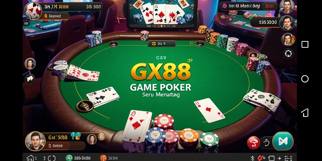 Screenshot utama GX88 menampilkan gameplay Poker yang mendebarkan dan menantang.