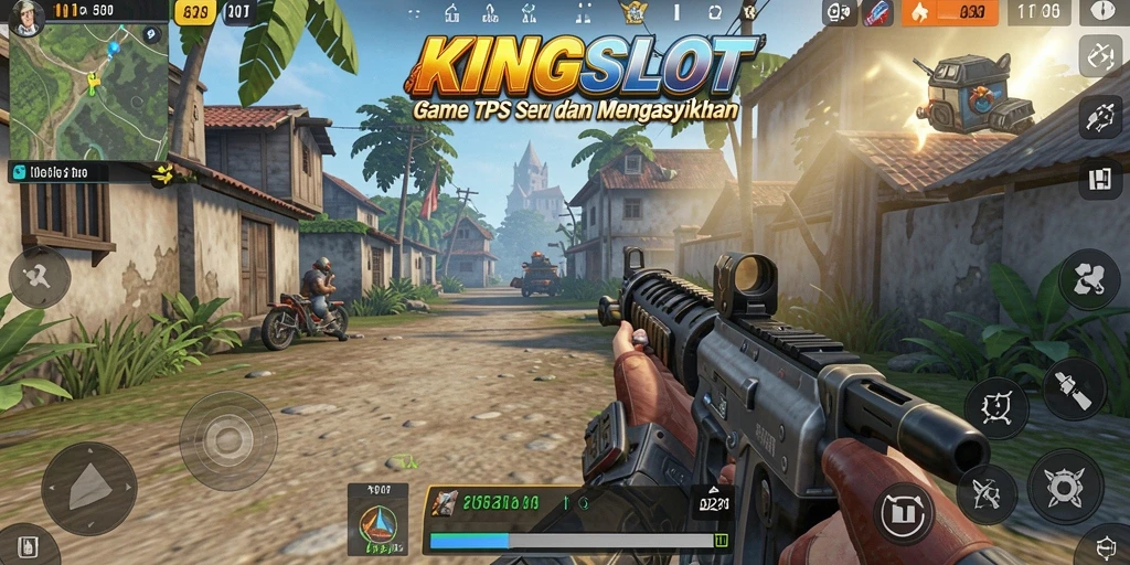 Tangkapan layar KINGSLOT yang menampilkan aksi pertempuran TPS yang intens.