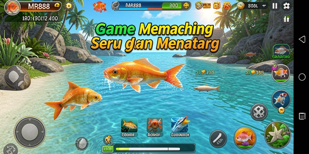 Tampilan gameplay seru dalam MR888 saat menangkap ikan.