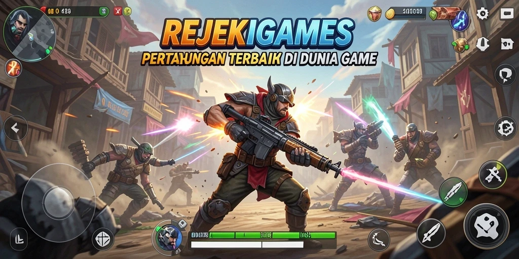 Gameplay seru dalam REJEKIGAMES dengan pertarungan yang mendebarkan.
