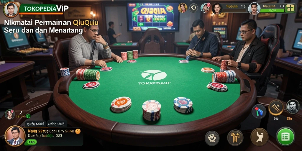 Screenshot utama TOKOPEDIAVIP menampilkan gameplay QiuQiu yang aktif dan mendebarkan.