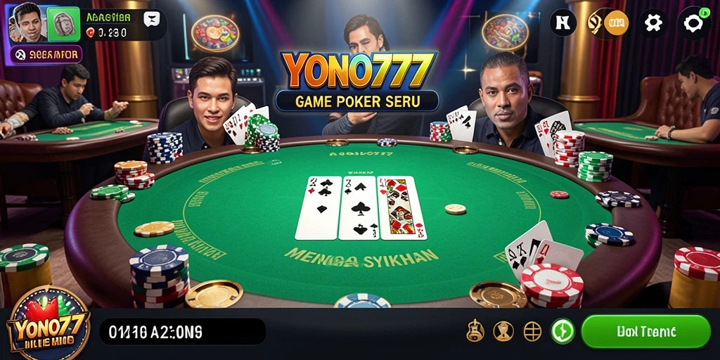 Tampilan gameplay YONO777 dengan suasana poker yang nyata.